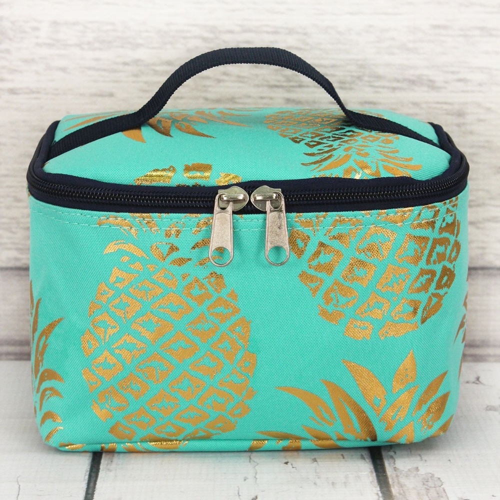 Cosmetic Case Metallic Gold Pineapple! NWT